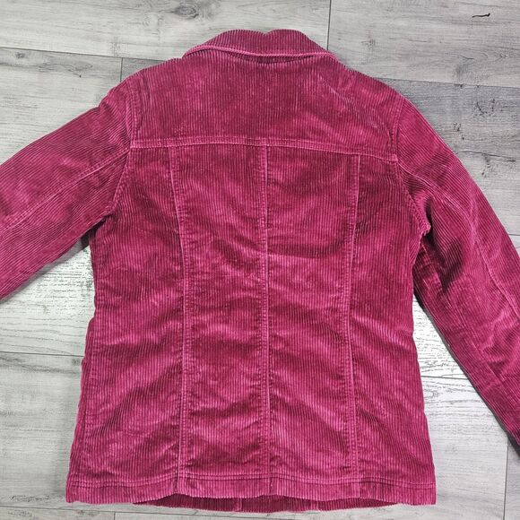 LL Bean Jacket Womens Small Red Corduroy Button Down Pockets - Picture 2 of 9